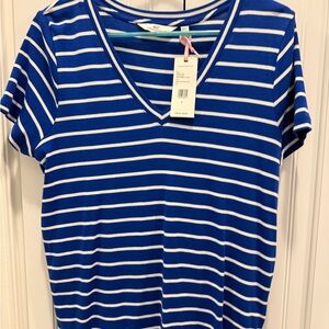 Vineyard Vines Striped V-Neck Women’s Top - Blue & White, Size L